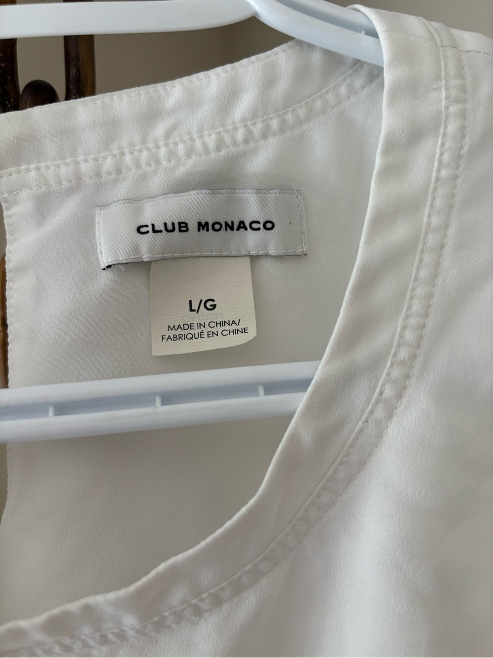 Club Monaco White Sleeveless Silk-Look Tank